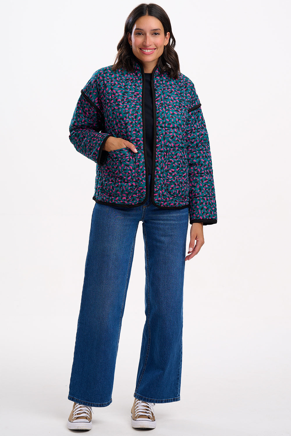 Elowen Quilted Jacket - Green, Layered Spot