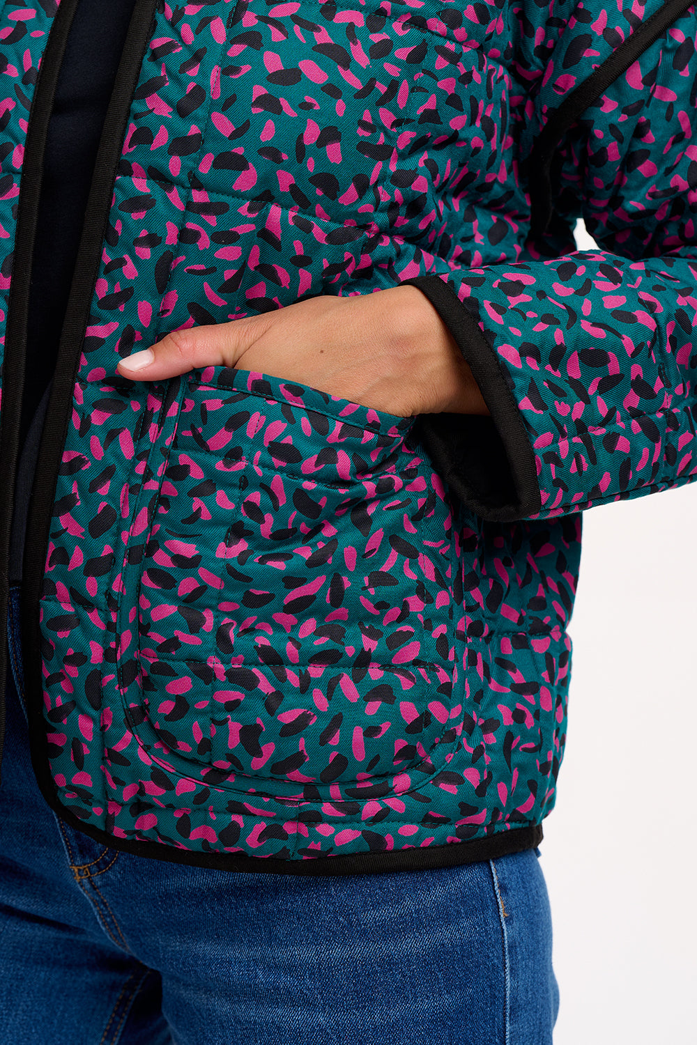 Elowen Quilted Jacket - Green, Layered Spot