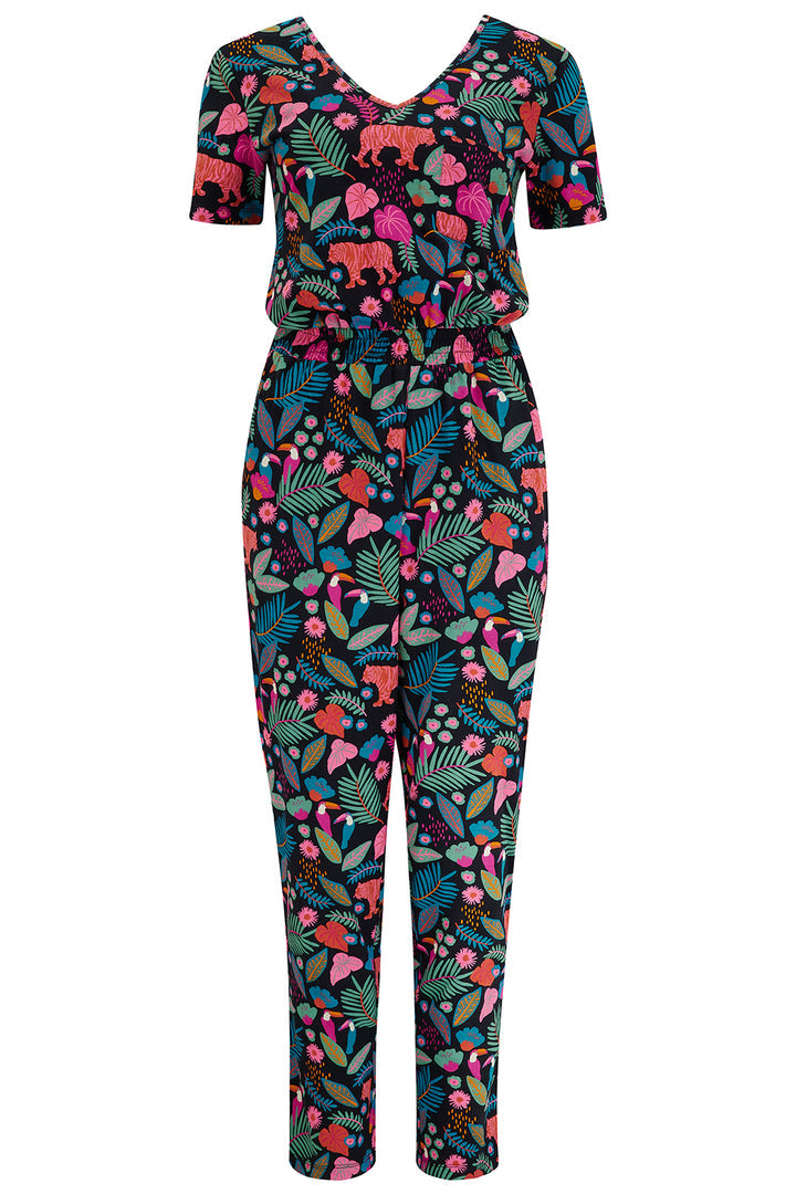 Bianca Jersey Jumpsuit - Black, Tigers & Toucans
