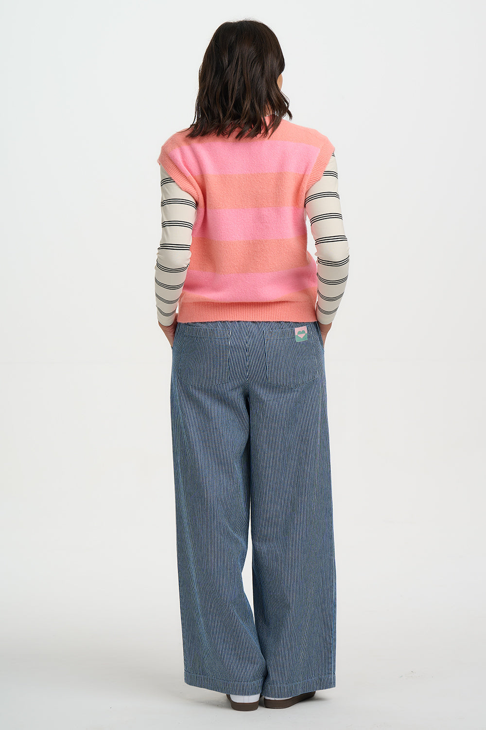 Amber Knit Vest - Peack/Pink Pastel Stripe