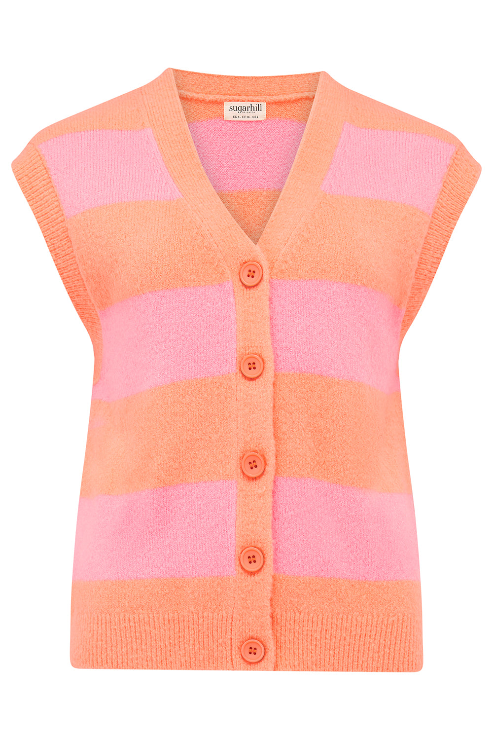 Amber Knit Vest - Peack/Pink Pastel Stripe