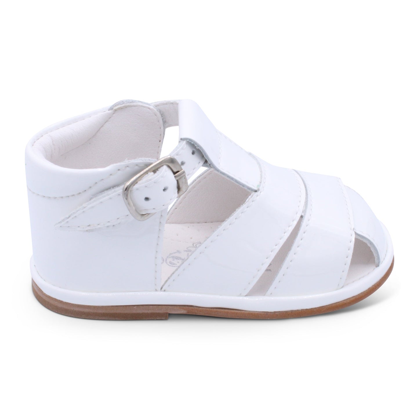 'Myles' Boys White Patent T-Bar Sandals