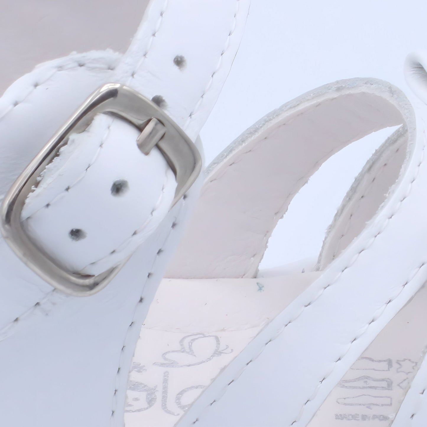 'Olivia' Girls White Leather Open-Toe Sandals
