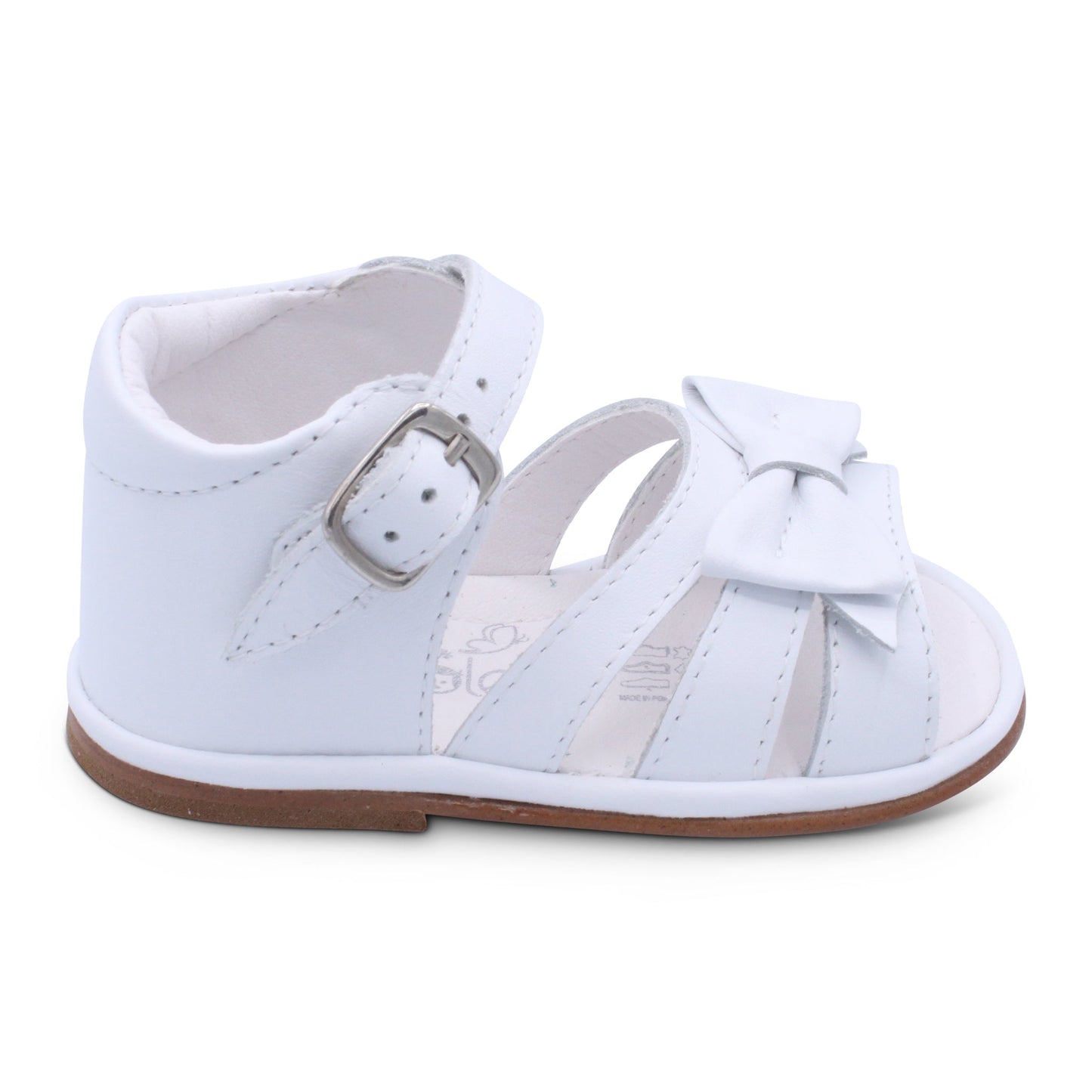 'Olivia' Girls White Leather Open-Toe Sandals