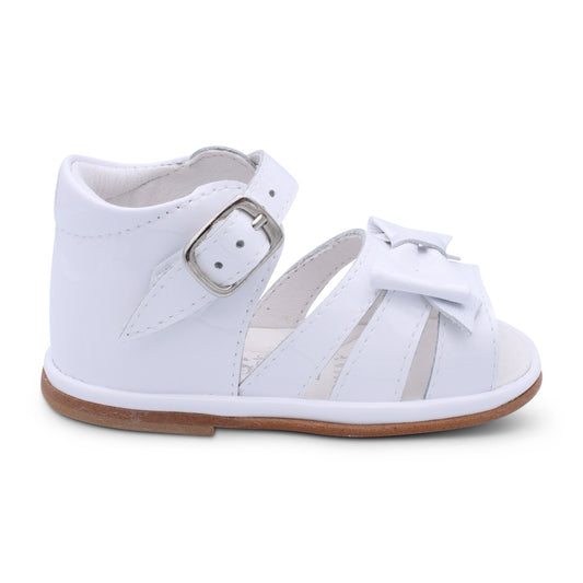 'Olivia' Girls White Patent Open-Toe Sandals