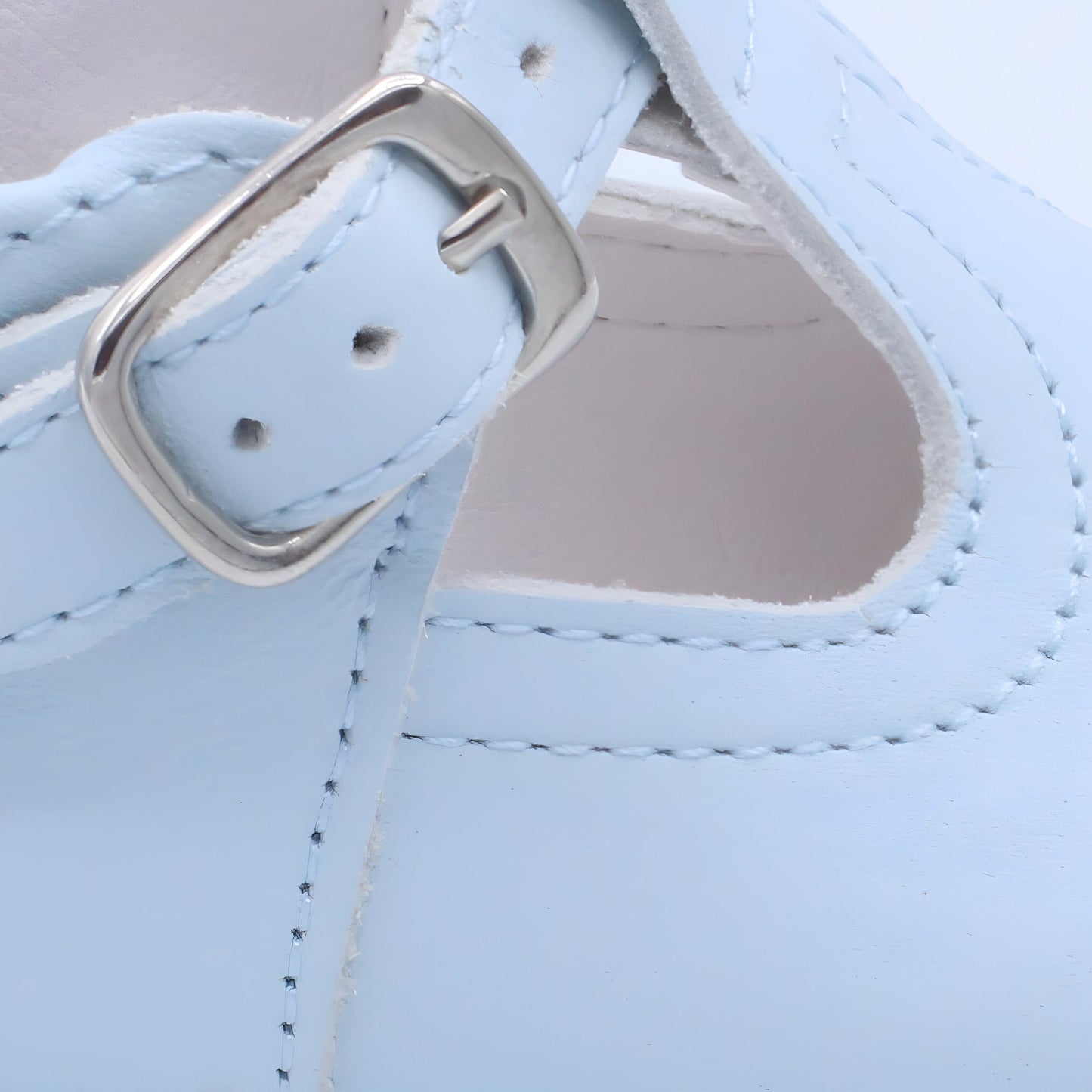 'Oren' Boys Pale Blue Leather T-Bar Shoes