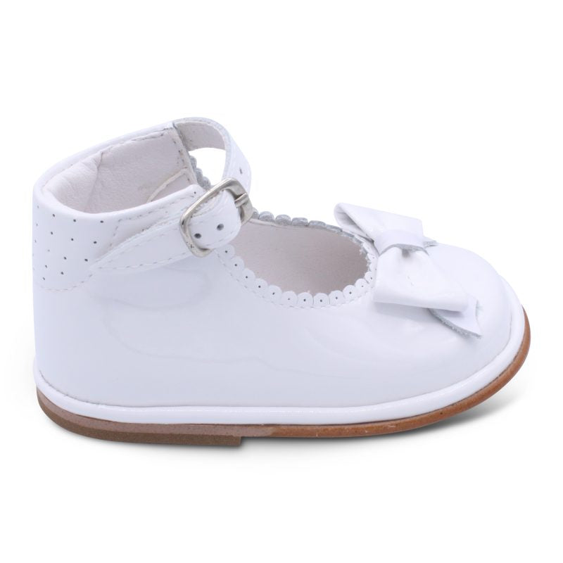 'Ruby' Girls White Patent Ankle Strap Shoes