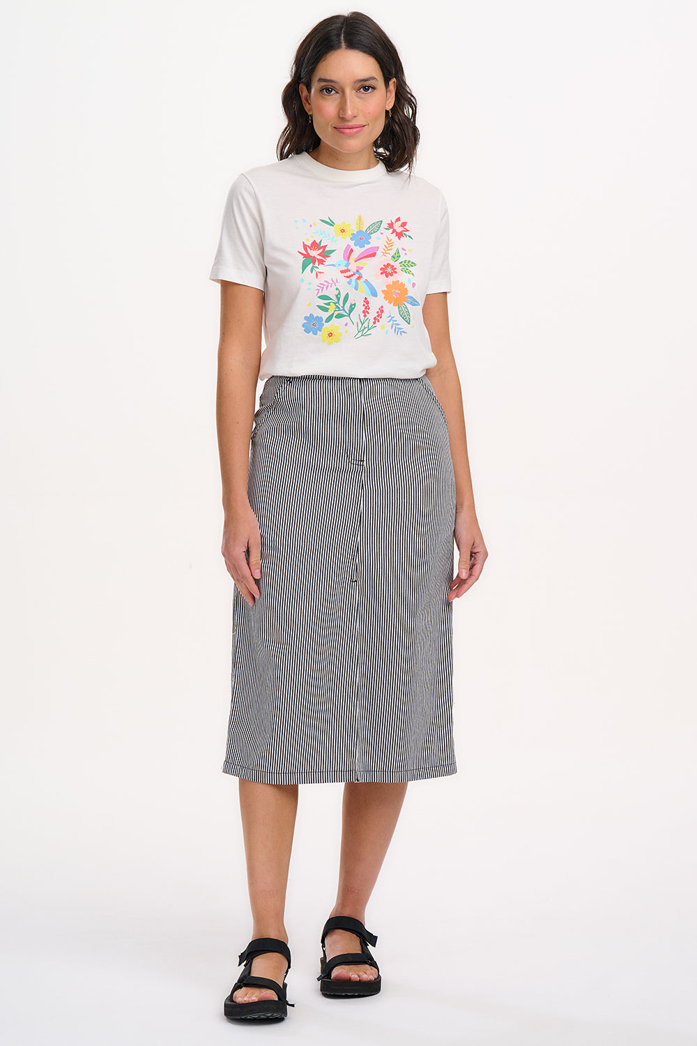 Amaya Midi Skirt - Monochrome Stripe