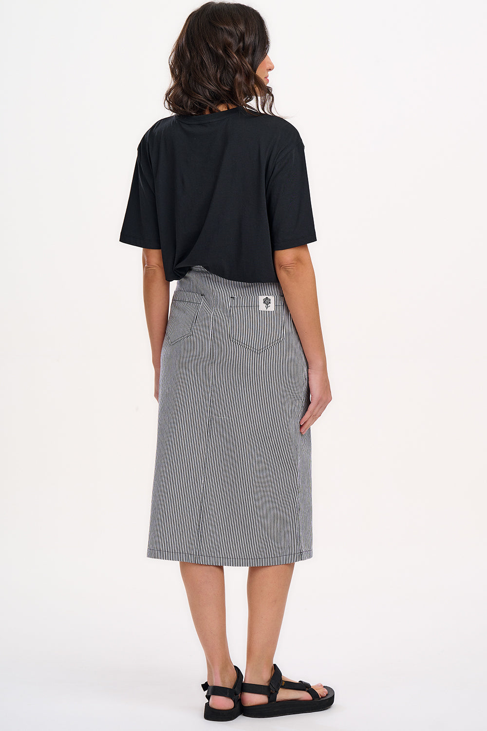 Amaya Midi Skirt - Monochrome Stripe