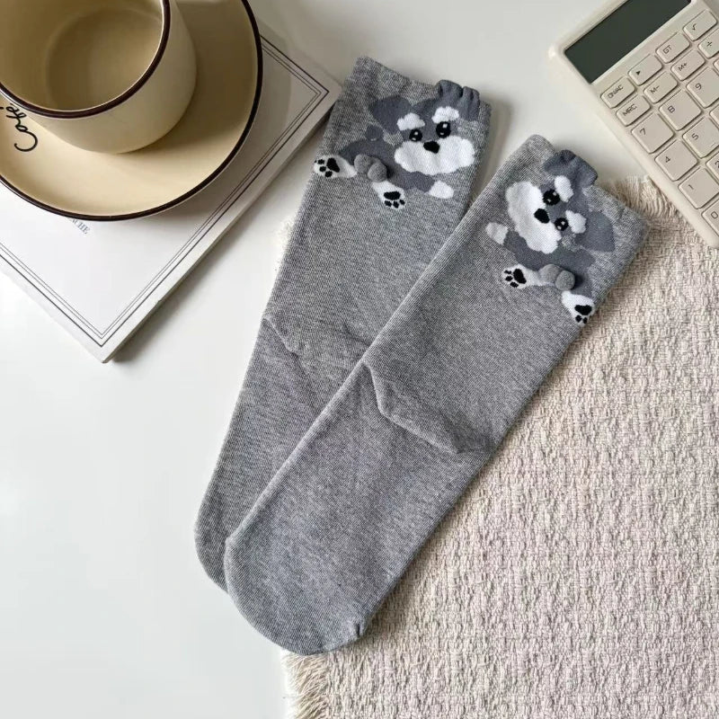 Women's Cute Funny Cat Ins Korean Mid-tube Socks Three-dimensional Ball Creative Socks Gift for Cat Lovers Soft Cotton Socks