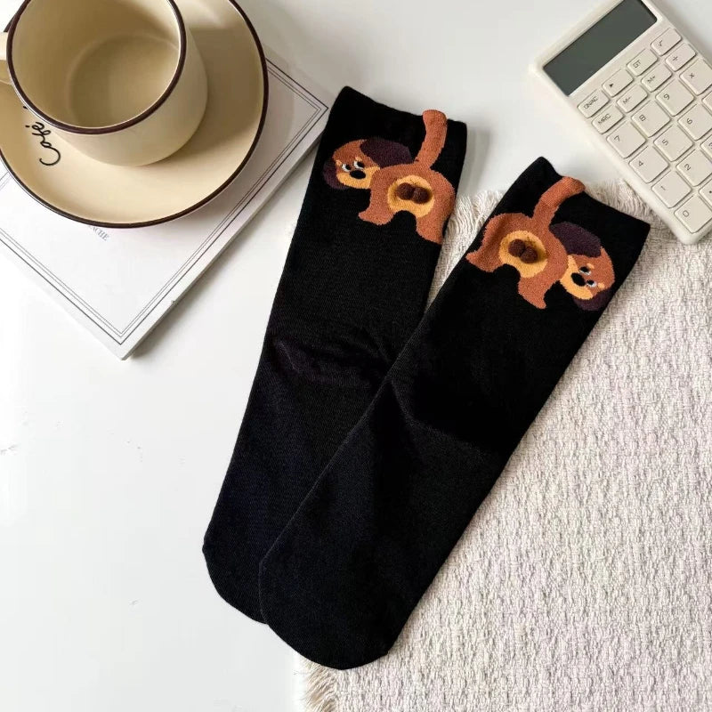 Women's Cute Funny Cat Ins Korean Mid-tube Socks Three-dimensional Ball Creative Socks Gift for Cat Lovers Soft Cotton Socks