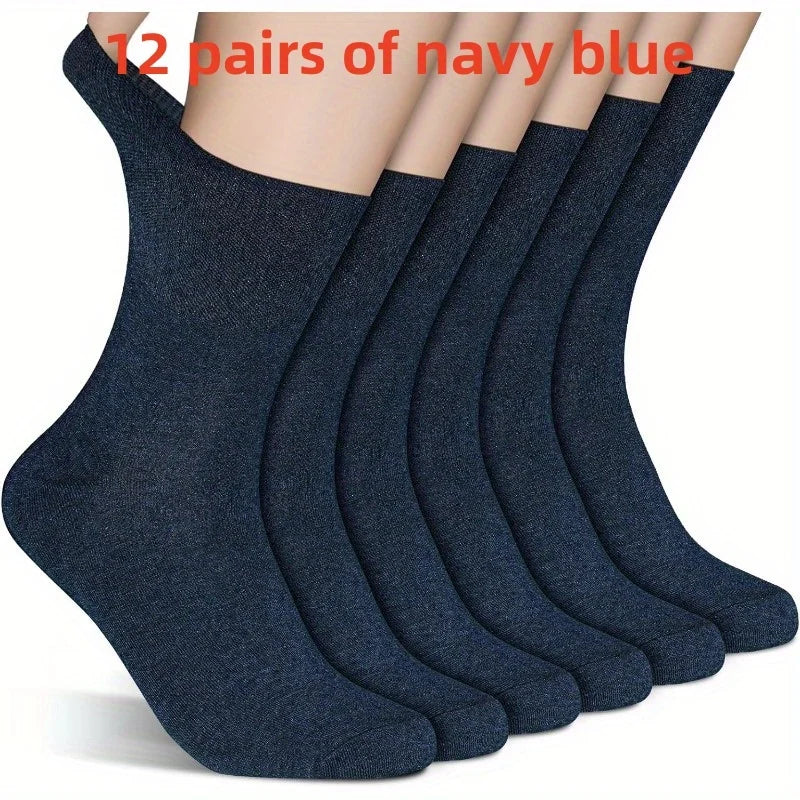 12 pairs of diabetic socks, with elastic cuffs, non-binding tops, extra loose and breathable design for comfortable