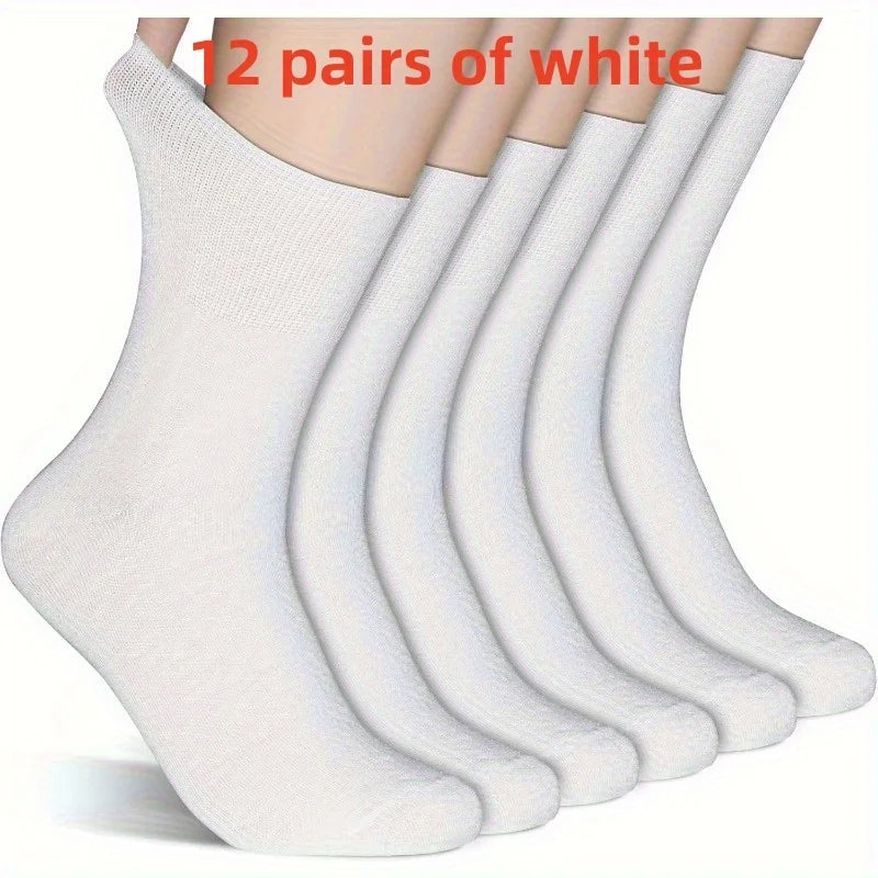 12 pairs of diabetic socks, with elastic cuffs, non-binding tops, extra loose and breathable design for comfortable