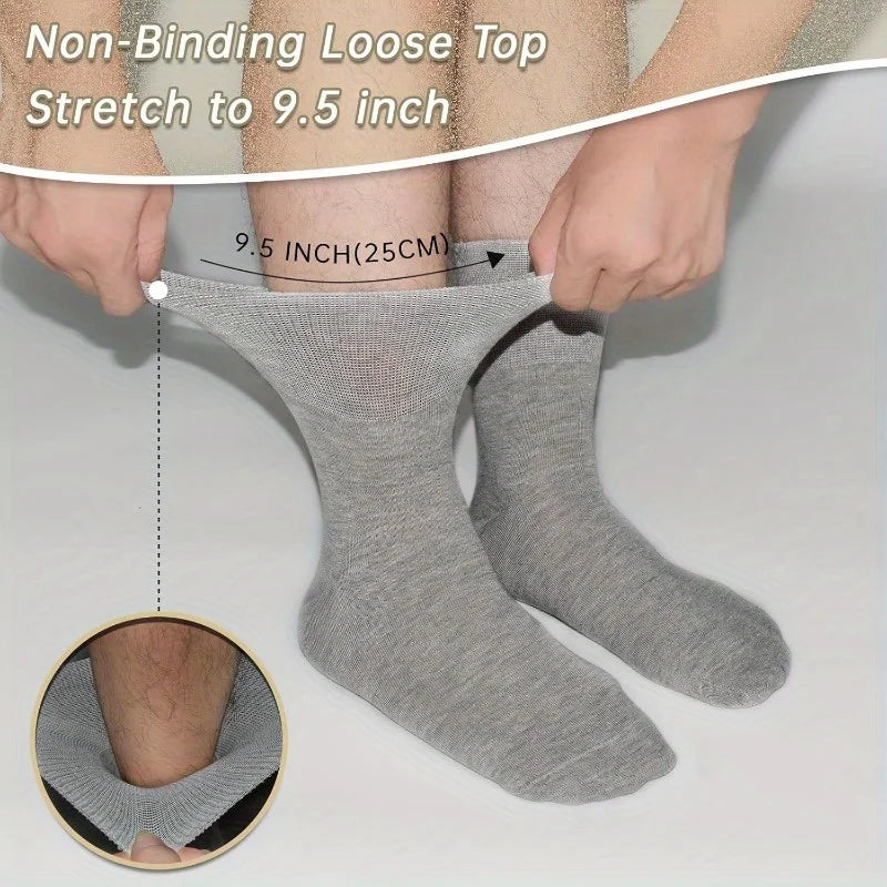 12 pairs of diabetic socks, with elastic cuffs, non-binding tops, extra loose and breathable design for comfortable