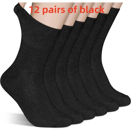 12 pairs of diabetic socks, with elastic cuffs, non-binding tops, extra loose and breathable design for comfortable