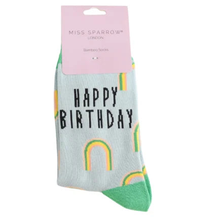 Birthday Rainbows Bamboo Socks Duck Egg