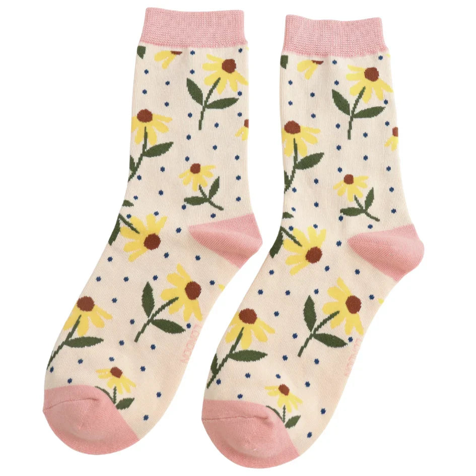 Sunflowers Bamboo Socks Cream