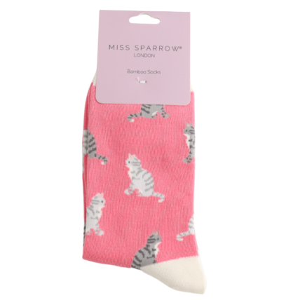 Tabby Cats Bamboo Socks Pink