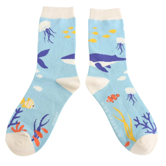 Underwater Bamboo Socks Powder Blue
