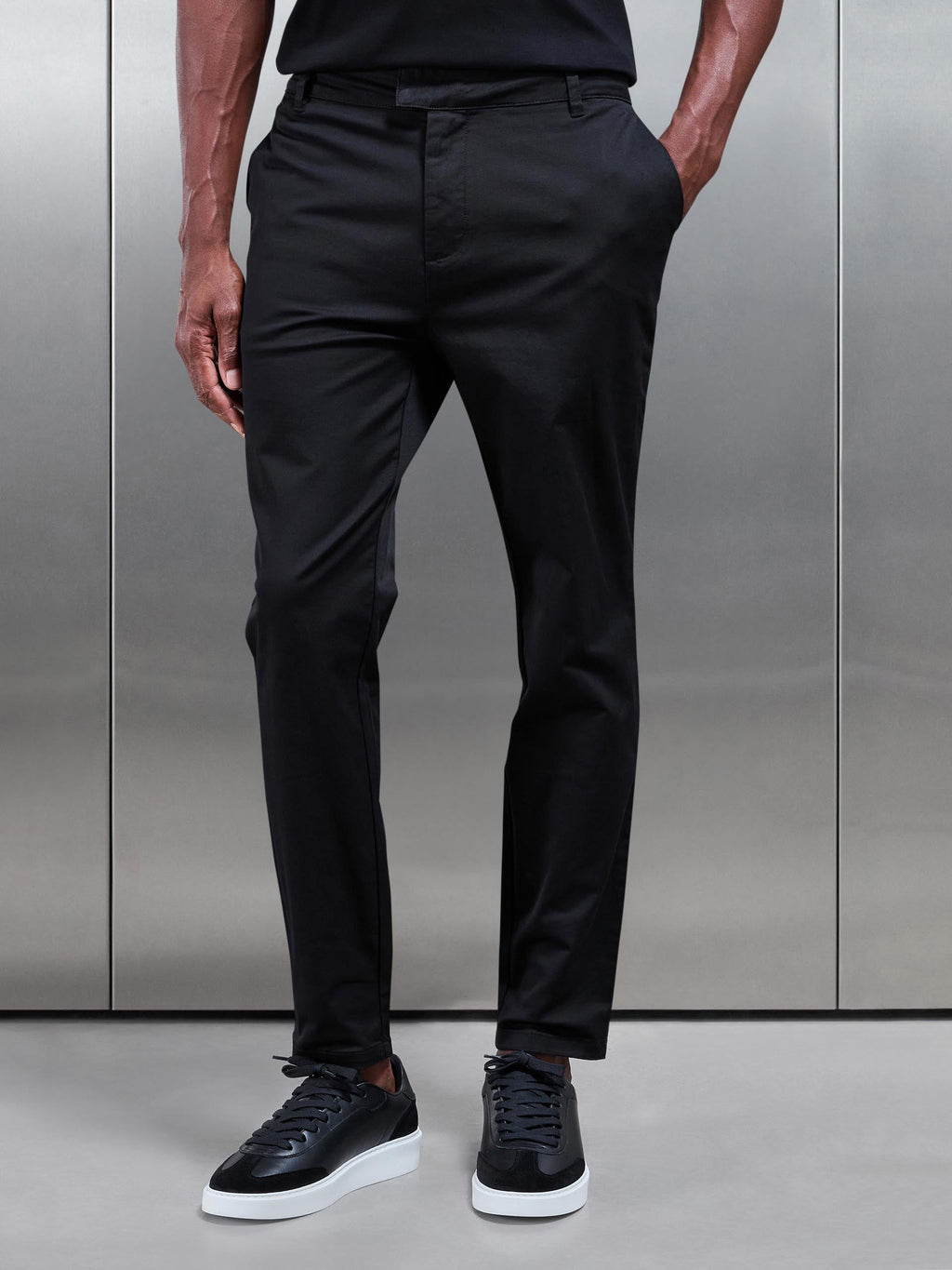 Slim Fit Tailored Chino Trouser in Black