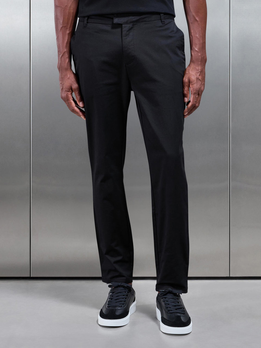 Slim Fit Tailored Chino Trouser in Black