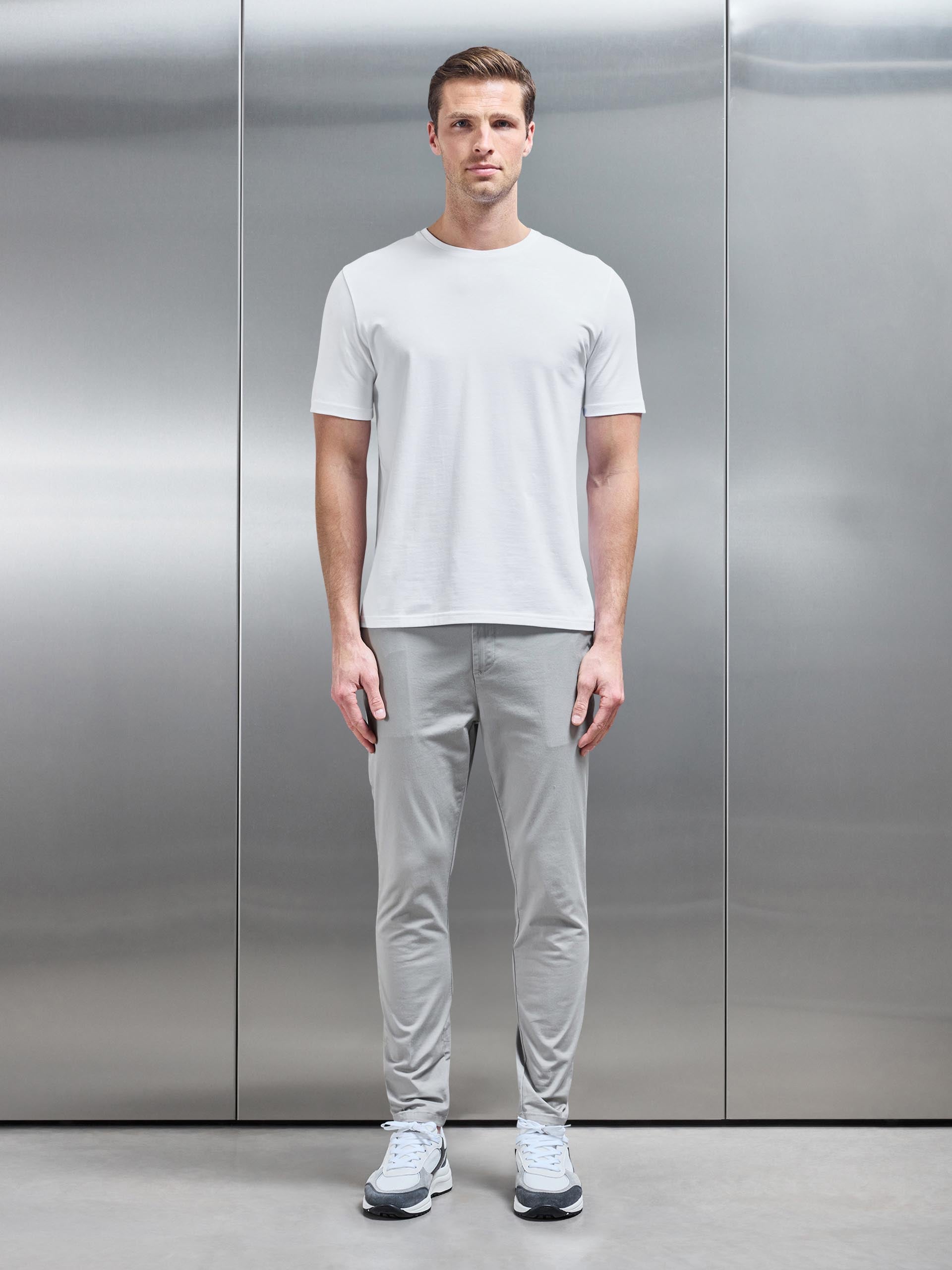 Stretch Slim Fit Cotton T-Shirt in White