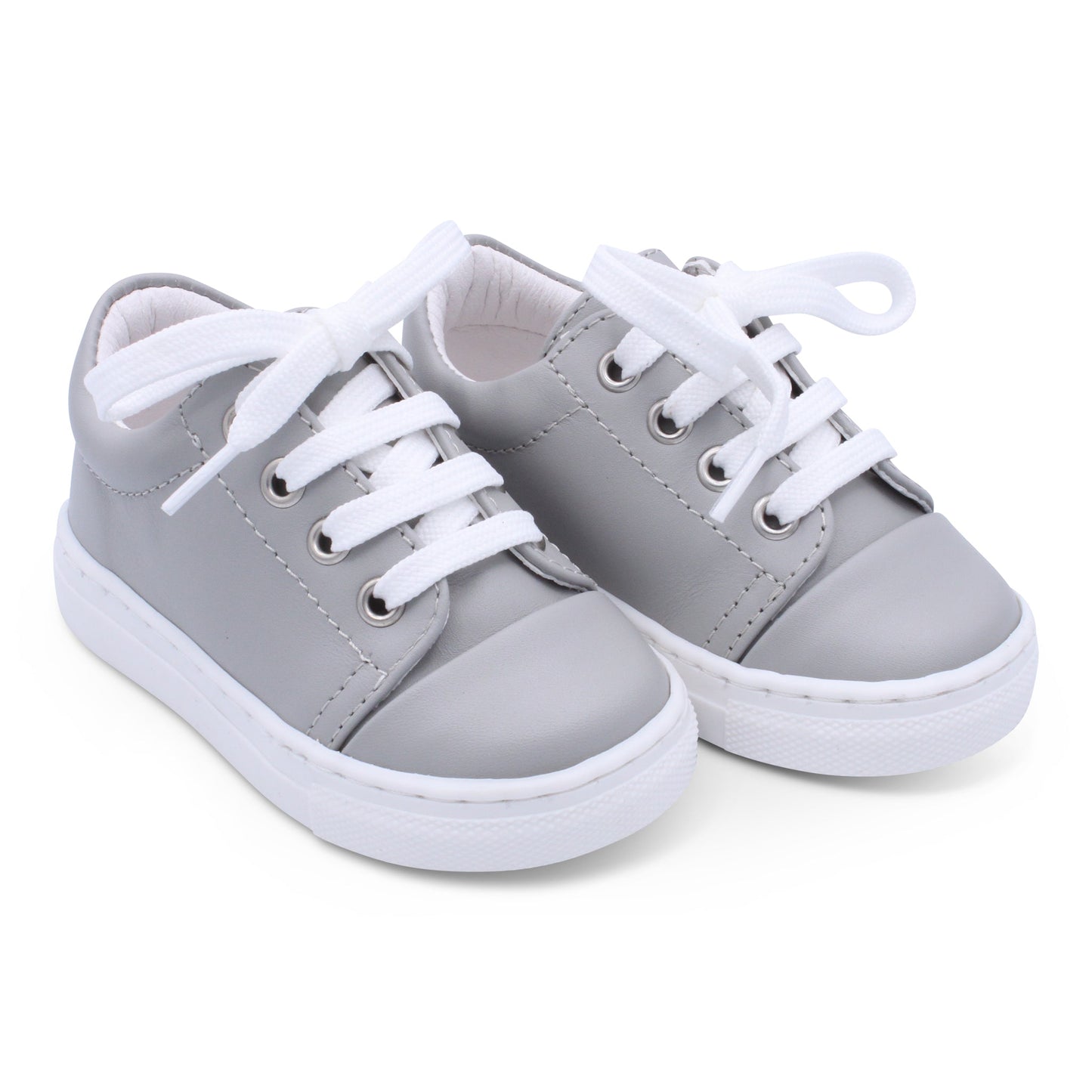 'Santiago' Boys Light Grey Leather Trainers