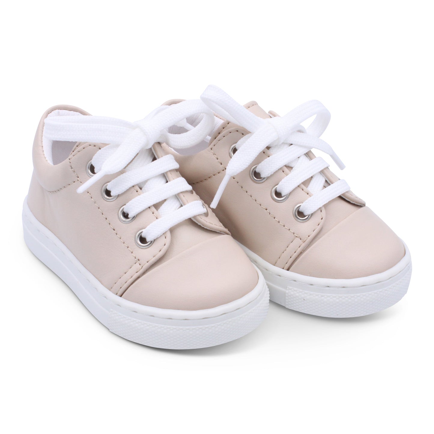 'Santiago' Boys Nude Leather Trainers