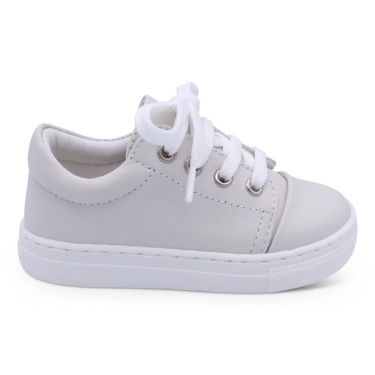 'Santiago' Boys Beige Leather Trainers