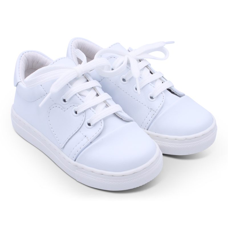 'Santina' Girls White Leather Trainers