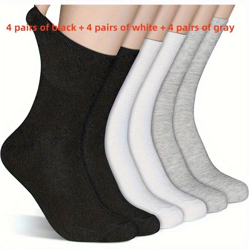 12 pairs of diabetic socks, with elastic cuffs, non-binding tops, extra loose and breathable design for comfortable