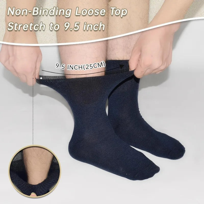 12 pairs of diabetic socks, with elastic cuffs, non-binding tops, extra loose and breathable design for comfortable