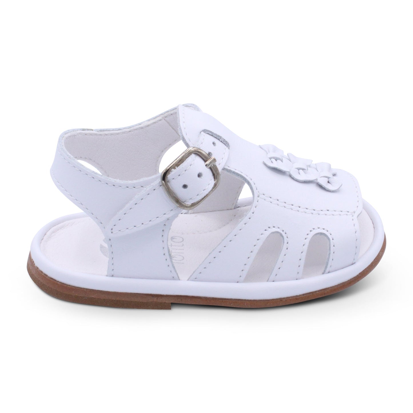 'Serena' Girls White Leather Open-Toe Sandals