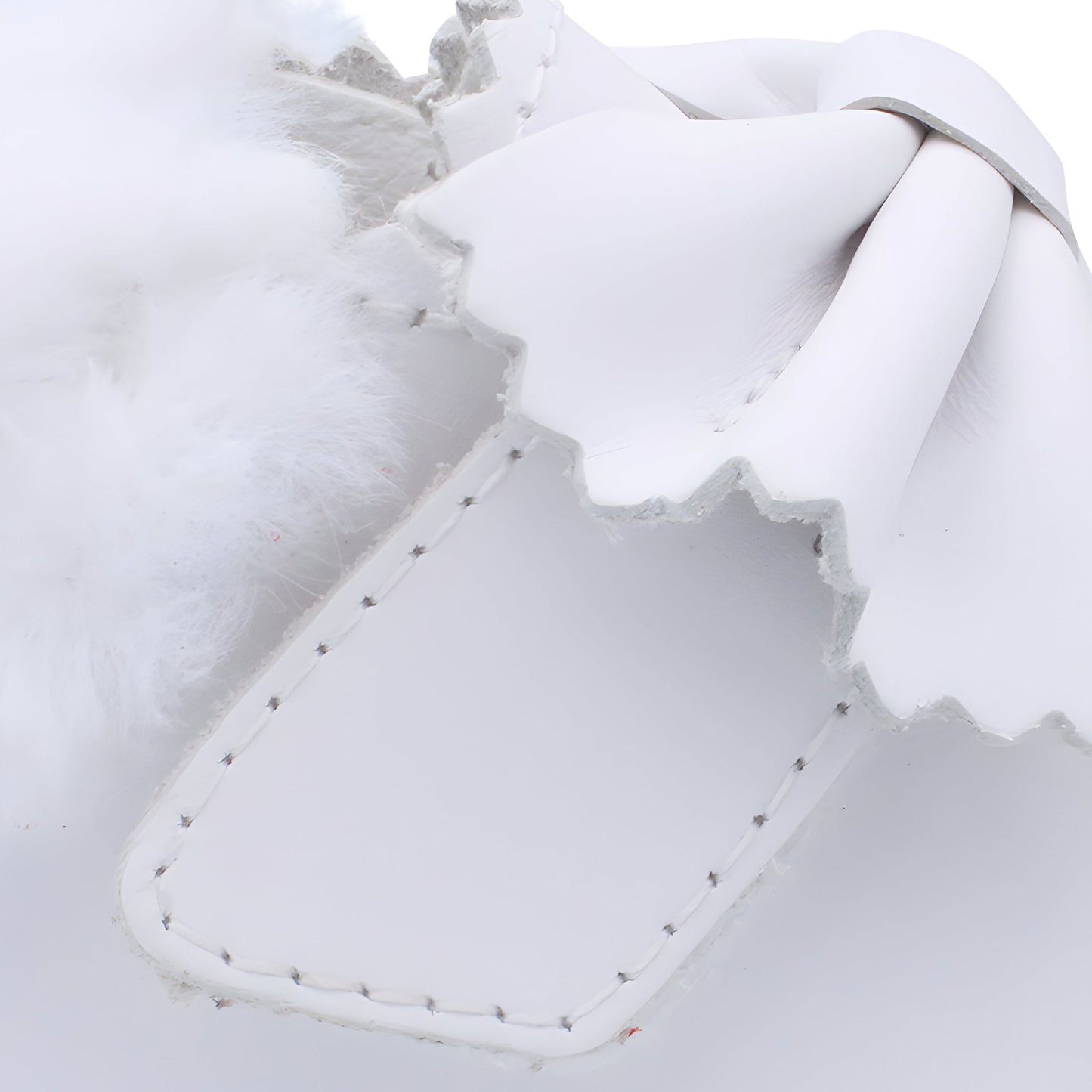 'Shania' Girls White Leather Fur Trim Velcro Boots