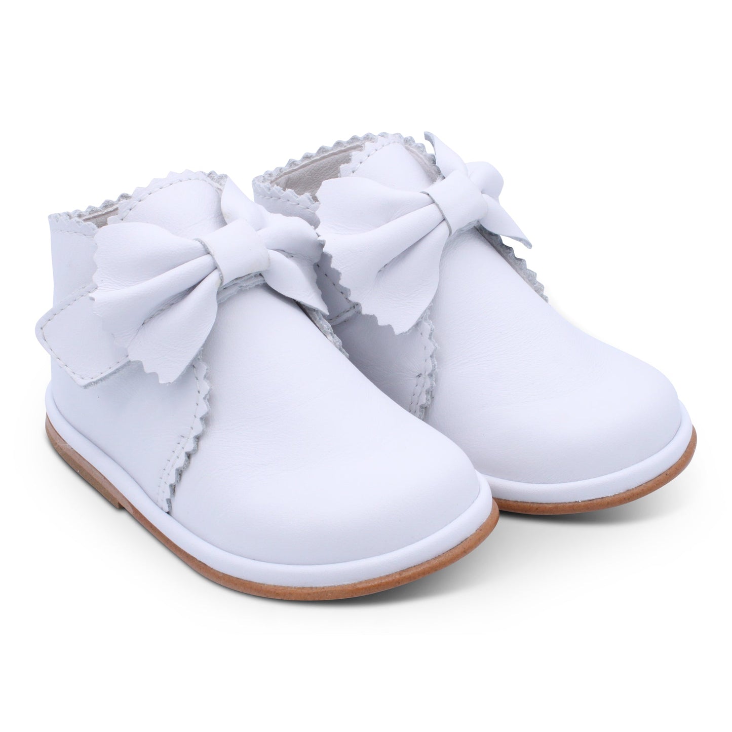 'Sharon' Girls White Leather Velcro Boots
