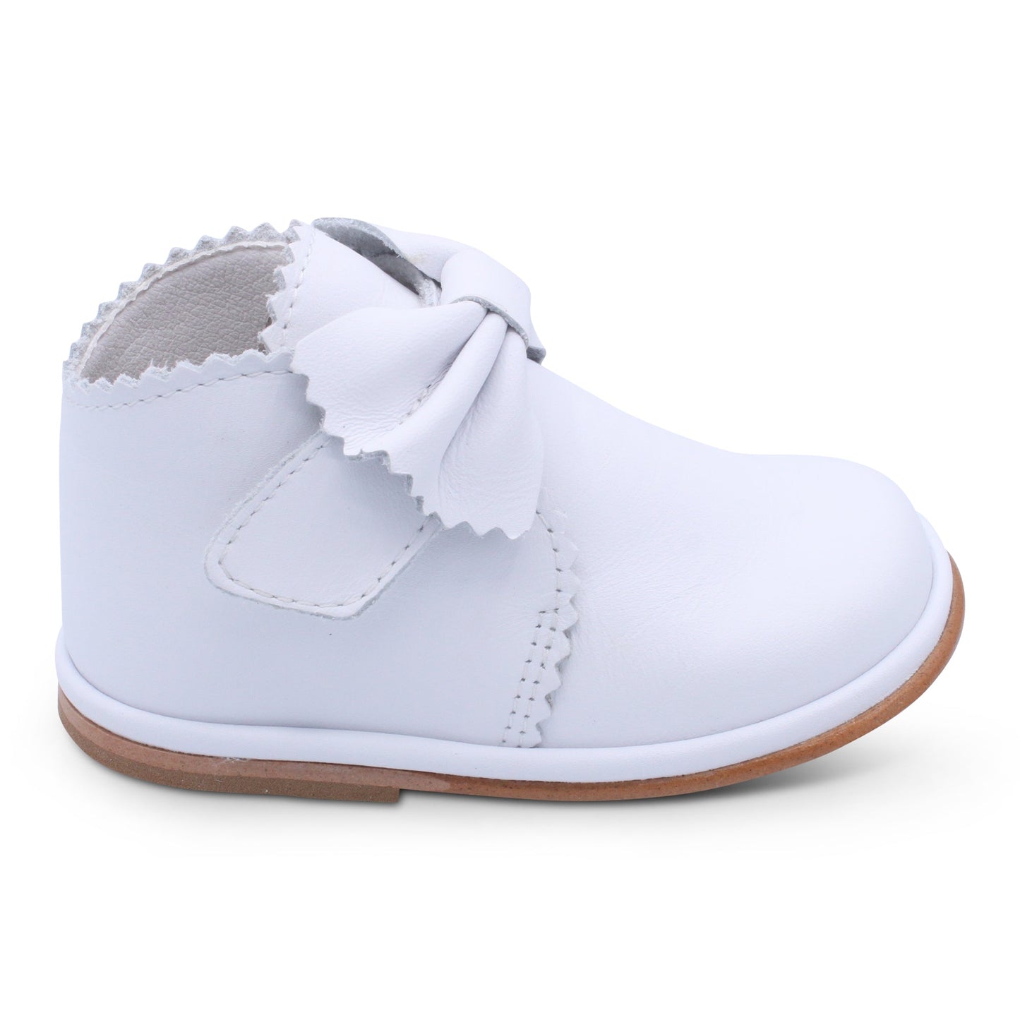 'Sharon' Girls White Leather Velcro Boots