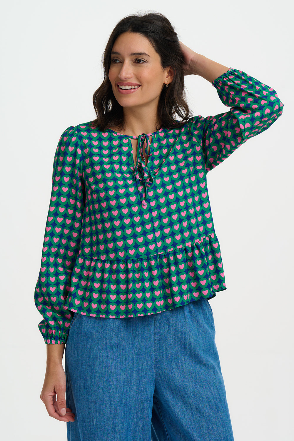 Olina Top - Navy, Heart Tile