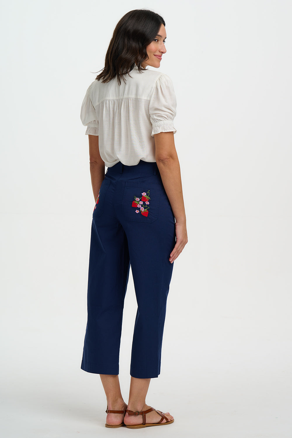 Angelique Shirred Top - Off White, Wild Strawberry