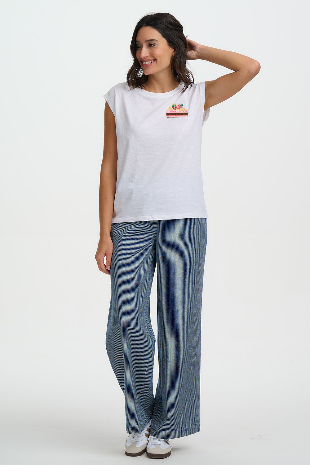 Chrissy Relaxed Tank T-Shirt - White, Cake