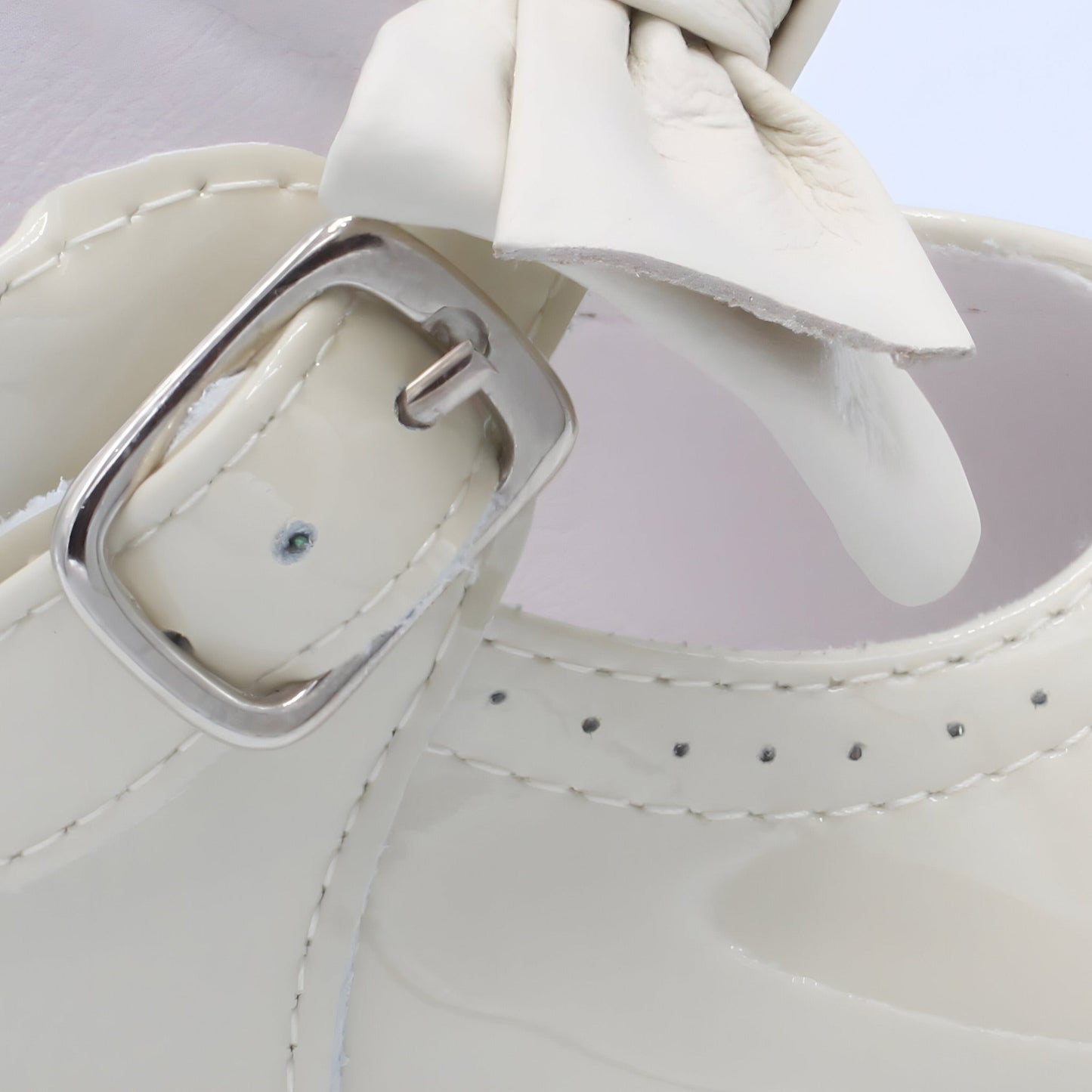 'Vitoria' Girls Ivory Patent Bar Shoes
