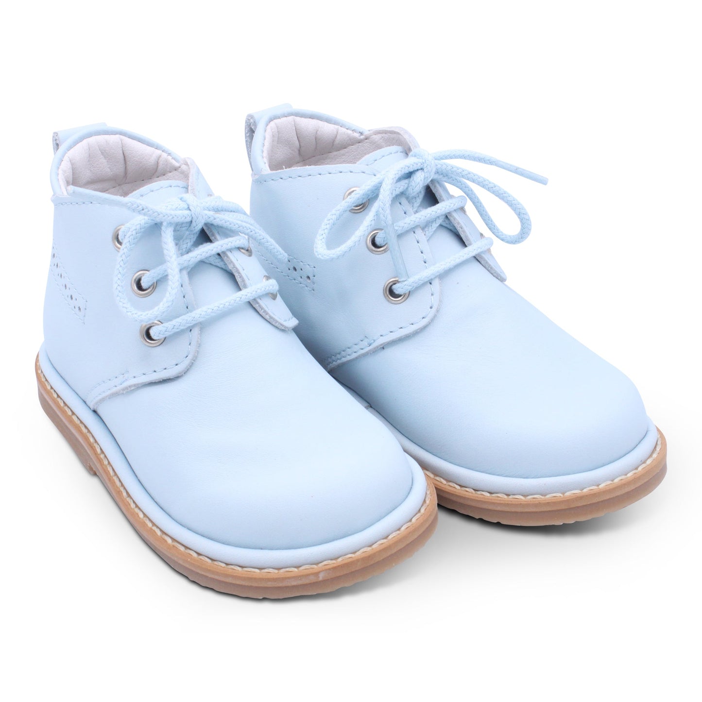 'Zachary' Boys Pale Blue Leather Lace Boots