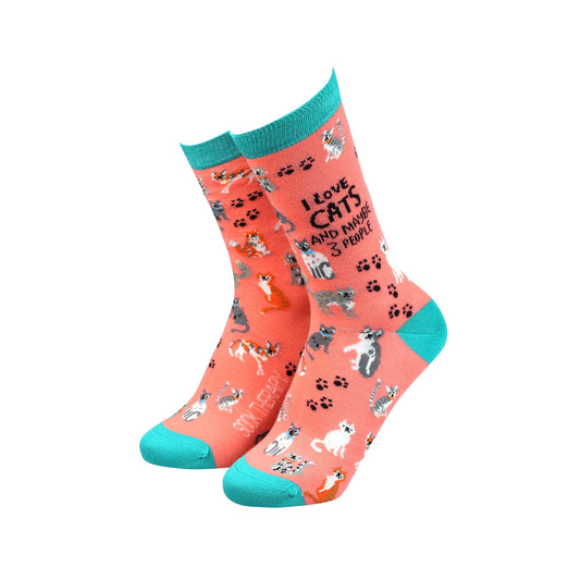 I Love Cats and maybe 3 people - Bamboo Socks