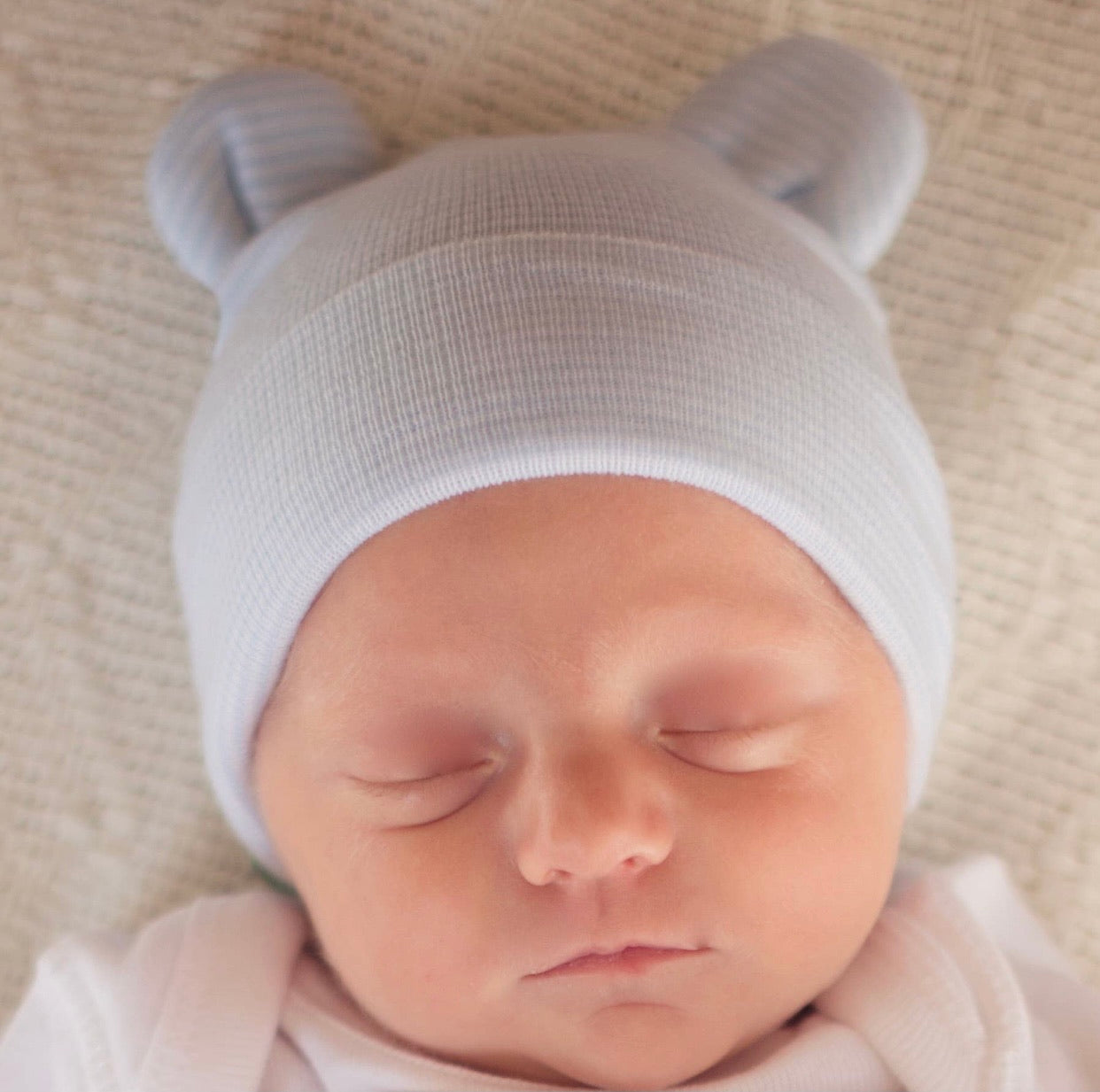 Blue Stripe Bear Newborn Hospital Hat