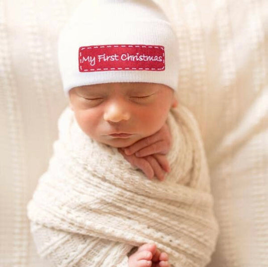 My first Christmas newborn hospital beanie