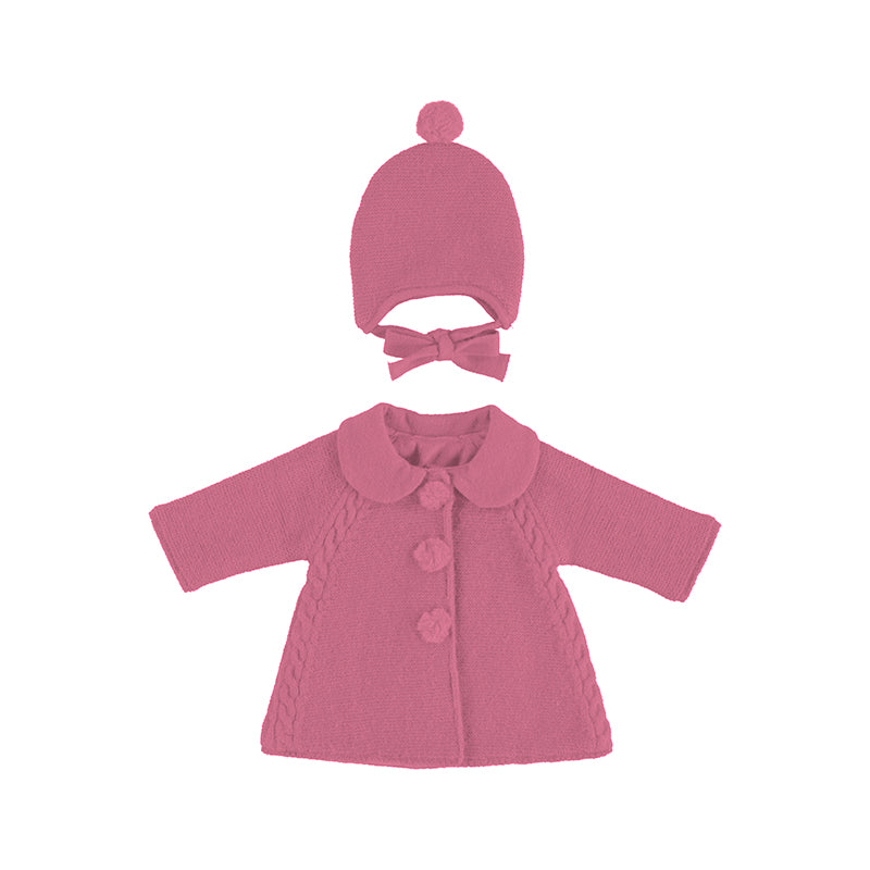 Knit Coat and Hat Set Dark Rose