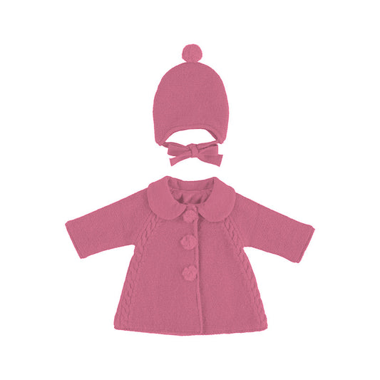 Knit Coat and Hat Set Dark Rose