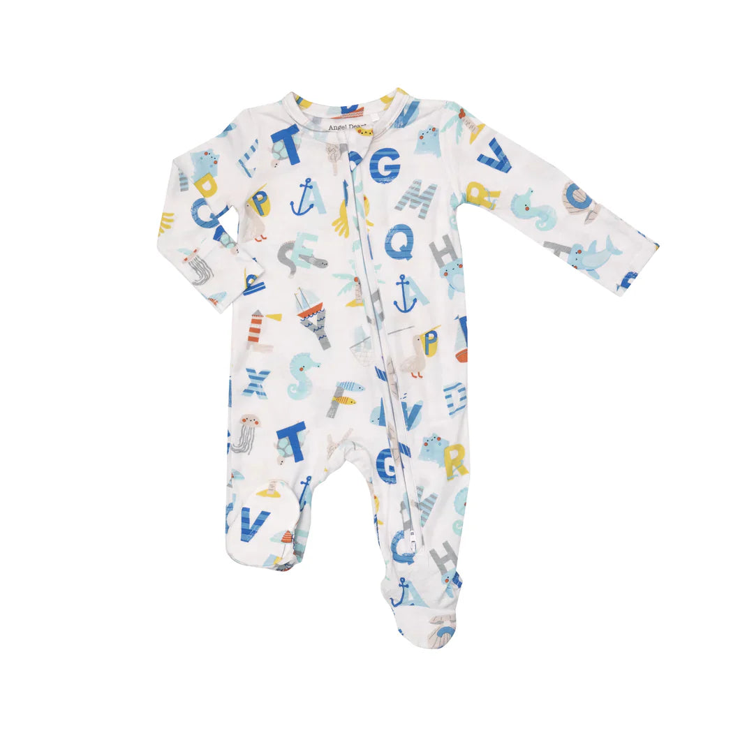 Nautical ABC Zipper Footie