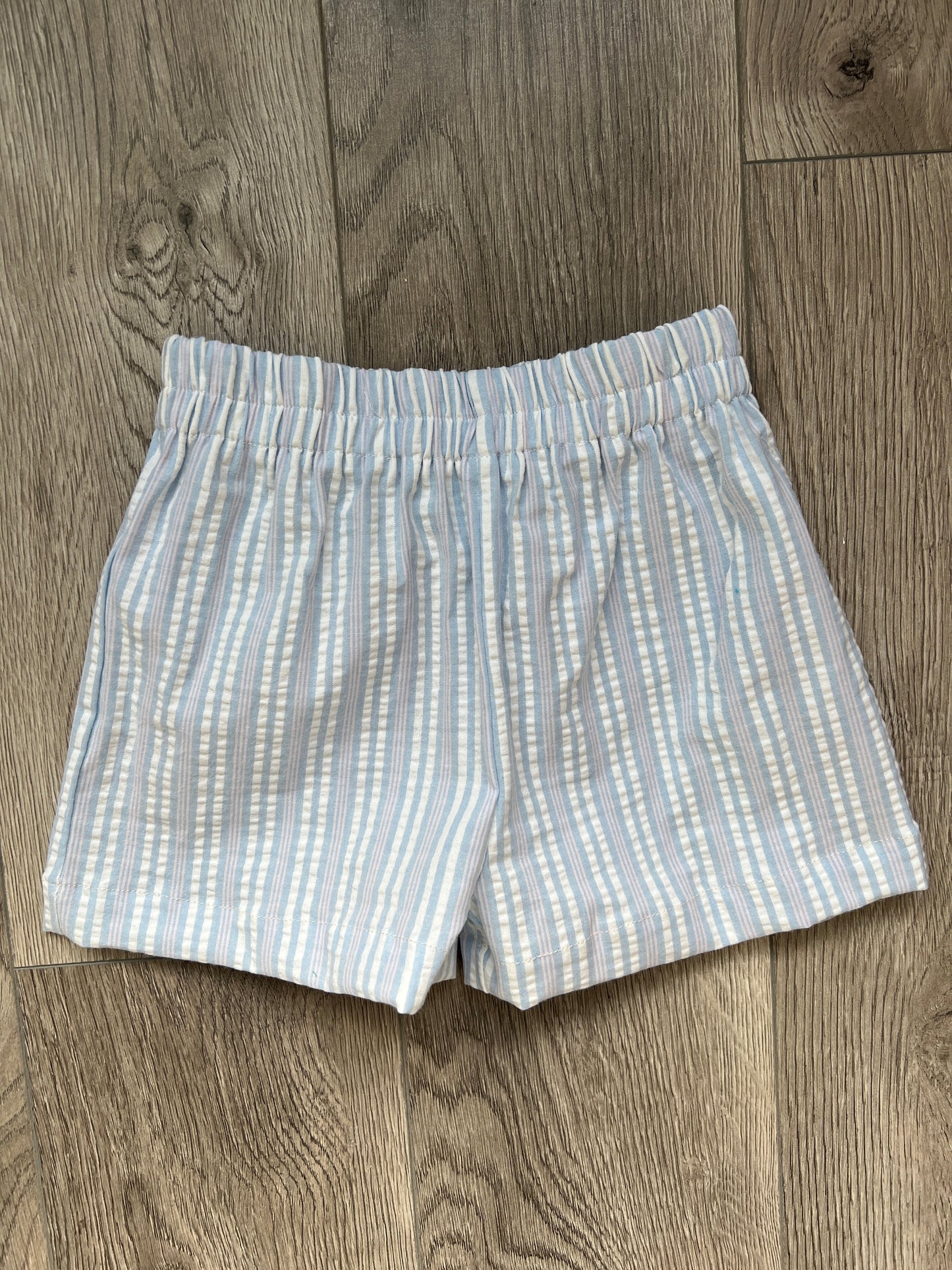 Blue & Pink Stripe Seersucker Shorts