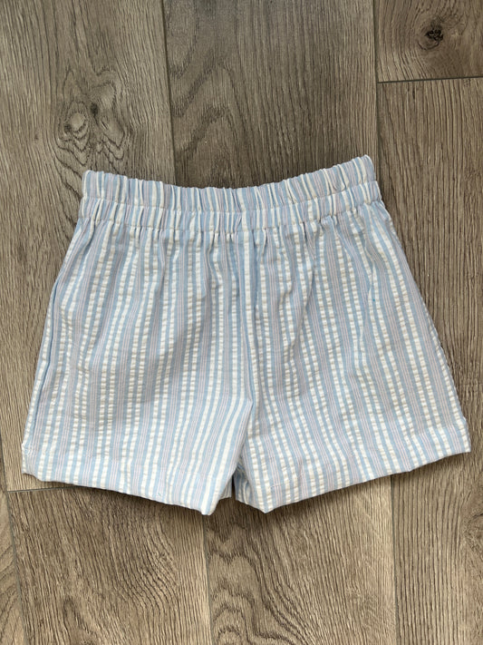 Blue & Pink Stripe Seersucker Shorts