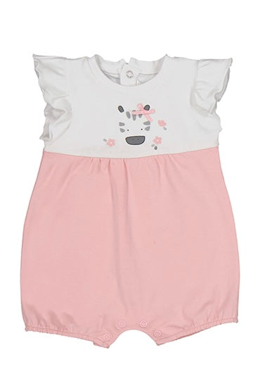 Short Romper White/Pink with zebra